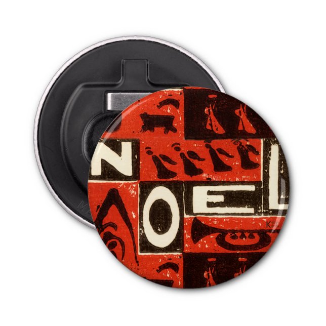 Noel Red Block Print Bottle Opener (Front)