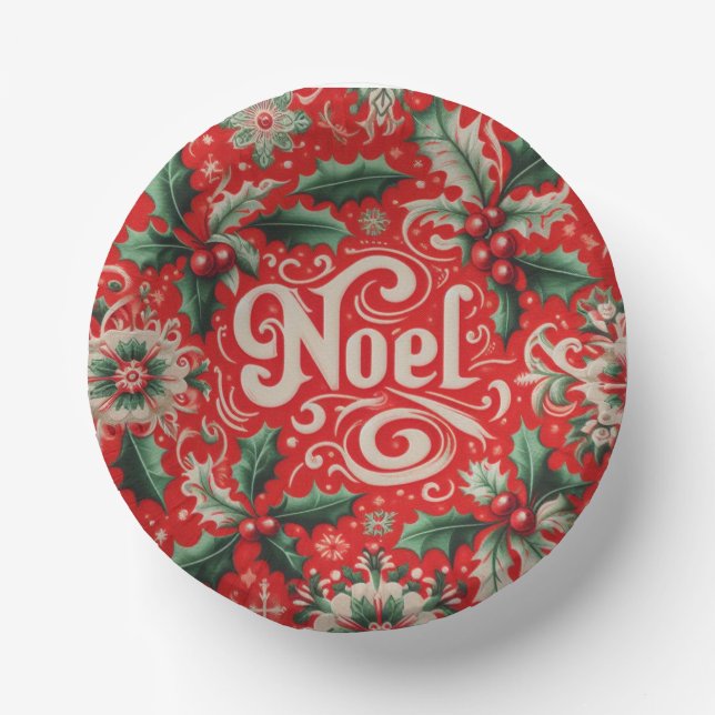 Noel Red & Green  Paper Plate (Front)