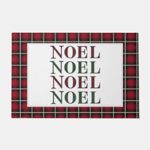 Noel Red & Green Plaid Chequered Pattern Christmas Doormat