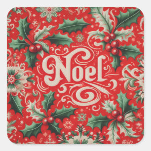 Noel Red & Green  Square Sticker