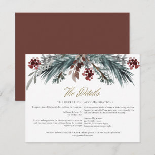NOEL Rustic Winter Christmas Pine Wedding Details  Invitation