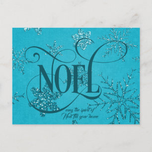 NOEL Script Christmas Postcard