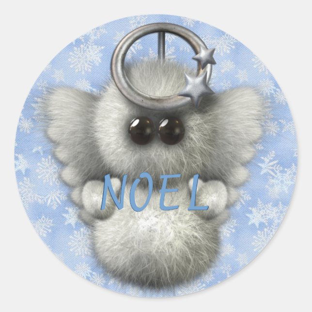NOEL Snow Angel Classic Round Sticker (Front)