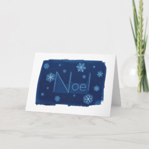 Noël Snowflake Cyanotype Blank Holiday Card