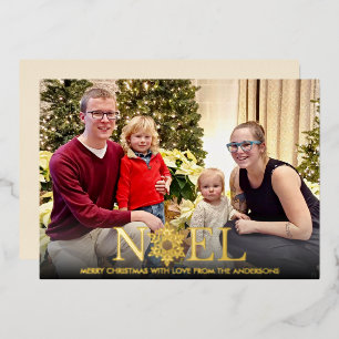Noel Snowflake Merry Christmas Foil Holiday Card
