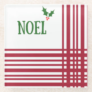 Noel Striped Retro Christmas Beverage Coaster