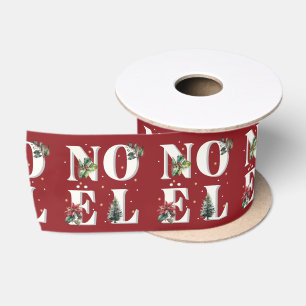 Noël text design with beautiful winter plants satin ribbon