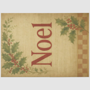 Noel Vintage Christmas Holly – Rustic Holiday Tissue Paper