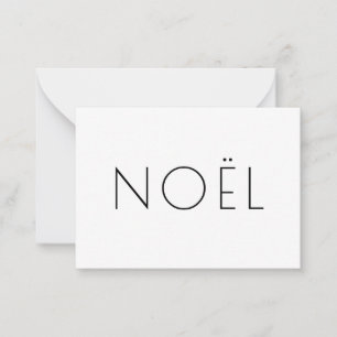 Noël white and black minimalist typography elegant card