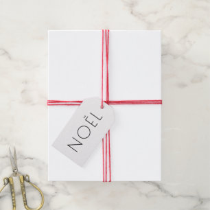 Noël white and black minimalist typography elegant gift tags