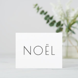 Noël white and black minimalist typography elegant holiday postcard