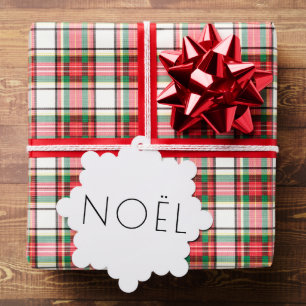 Noël white and black minimalist typography elegant tree decoration card