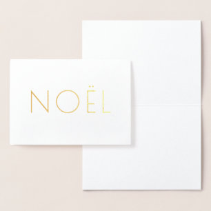 Noël white and gold minimalist typography elegant foil card