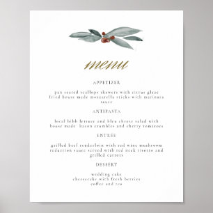 NOEL Winter Berry Christmas Holiday Wedding Menu Poster