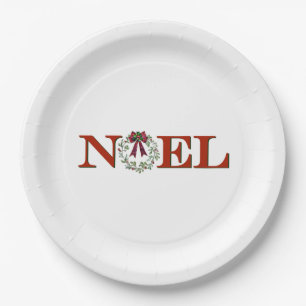 Noel With Wreath Paper Plate
