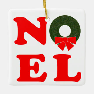 NOEL Wreath  Ceramic Ornament