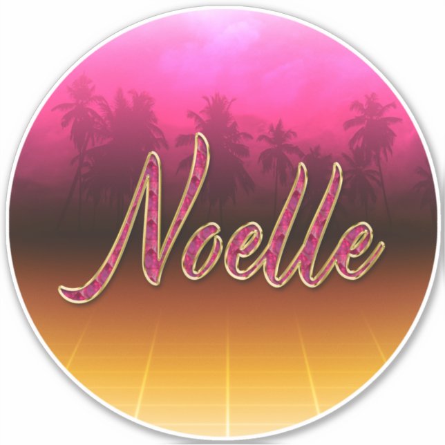 Noelle First Name golden pink sticker sticker (Front)