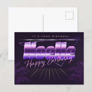 Noelle Name Vorname lila Postkarte Geburtstag Postcard