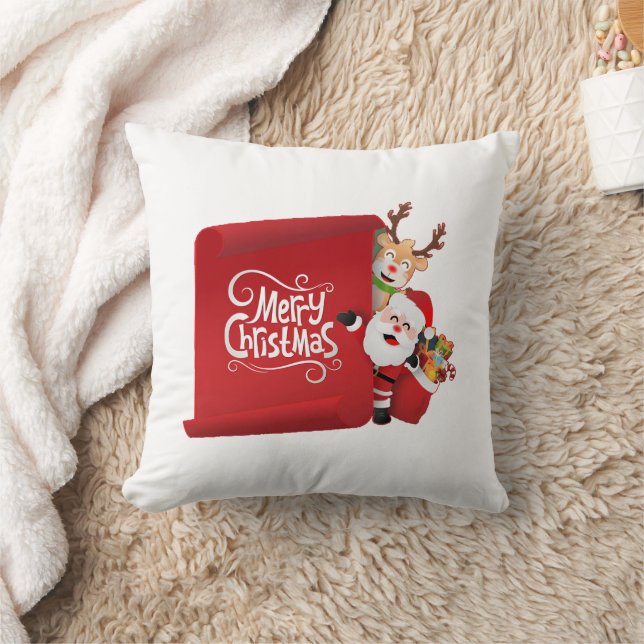 "Noel's Peek Behind the Merry Christmas Paper  Cushion (Blanket)