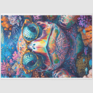 Noen Brightly Coloured Sea Turtle Decoupage  Tissue Paper