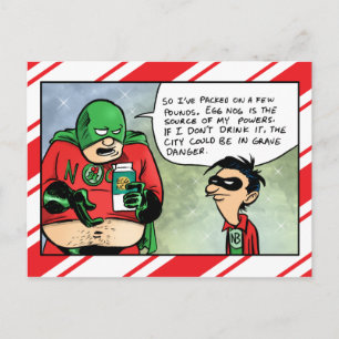Nog-Man drinking eggnog Christmas Postcard