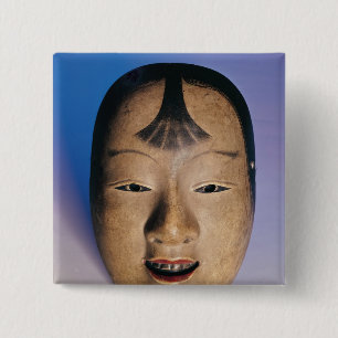 Noh theatre mask of a young boy called 15 cm square badge