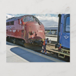 NOHAB diesel when coupled in front of Sweden train Postcard