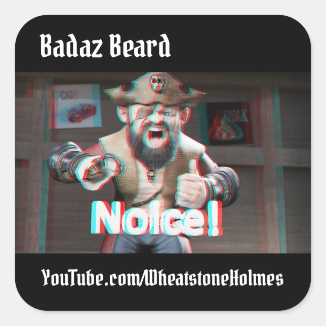 Noice! Badaz Beard 3D Square Sticker (Front)