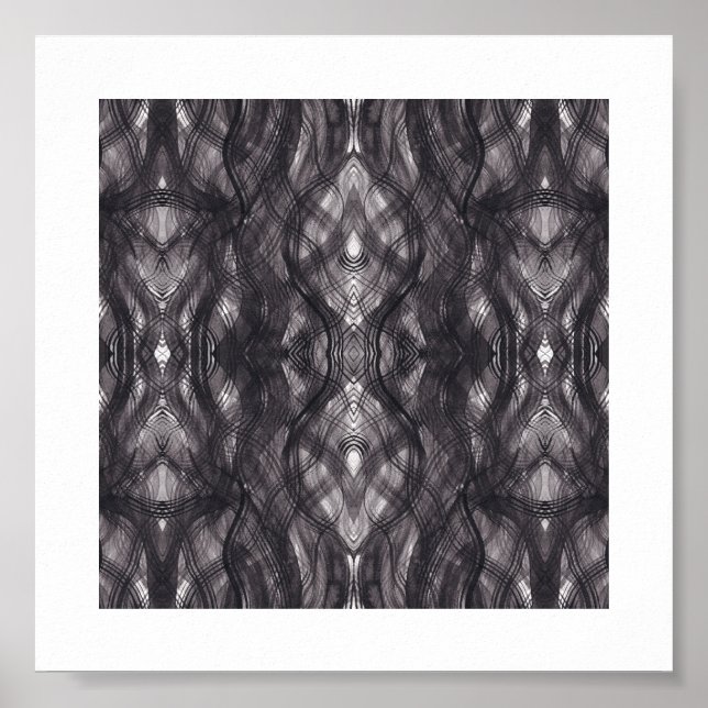 Noir Black Abstract Watercolor Art  Poster (Front)
