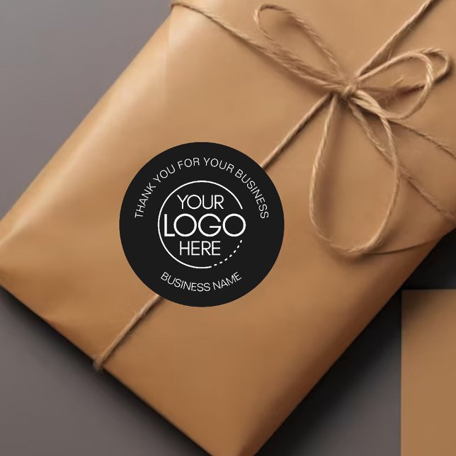 Noir Black Business Thank You Classic Round Sticker (Creator Uploaded)