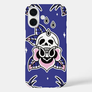 Noir Bloom – Midnight Skull & Roses iPhone 16 Case