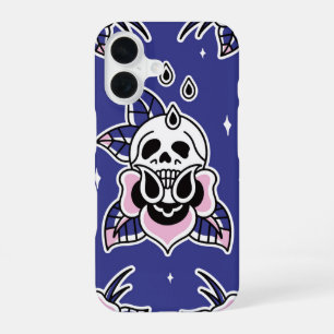 Noir Bloom – Midnight Skull & Roses iPhone 16 Case