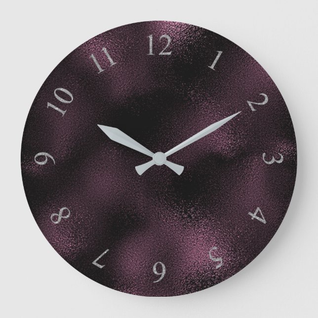 Noir Burgundy Maroon Grey Roman Numbers Large Clock (Front)