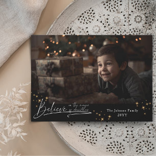 Noir chic Believe in the magic of christmas Holiday Card