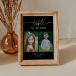 NOIR Childhood Photos Table Number Card 5x7<br><div class="desc">The NOIR Collection features a classic black colour and a stunning modern calligraphy script font, creating a look that is both elegant and sophisticated. This collection is perfect for couples who want to create a timeless and classic feel for their special event. The bold black colour scheme creates a striking...</div>