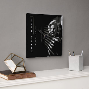 Noir Femme Fatale Square Wall Clock