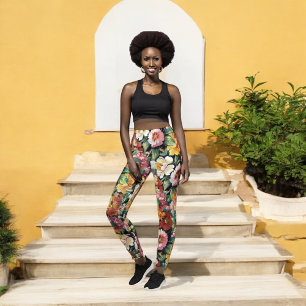 Noir Floral  Leggings