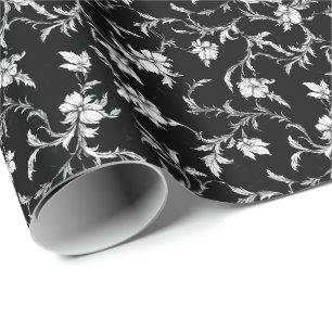 Noir Floral Vine Wrapping Paper
