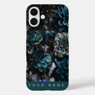 Noir Garden Teal iPhone 16 Plus Case