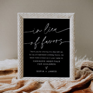 NOIR In Lieu Of Favours Wedding Donation Sign