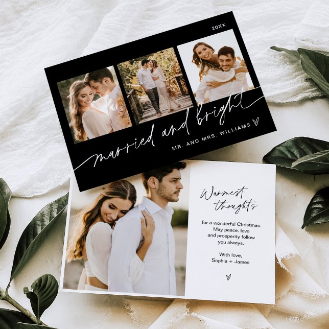 NOIR Married And Bright Wedding Holiday Card (Creator Uploaded)