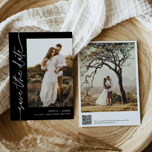 NOIR Minimalist Modern Photo Save The Date Card