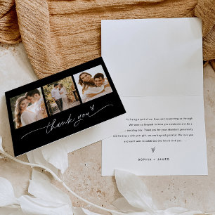NOIR Minimalist Photo Wedding Thank You Card
