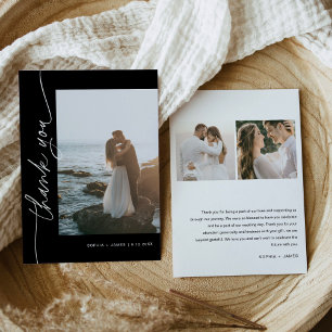 NOIR Minimalist Photo Wedding Thank You Card
