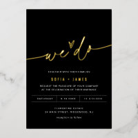 NOIR Minimalist We Do Wedding Foil Invitation