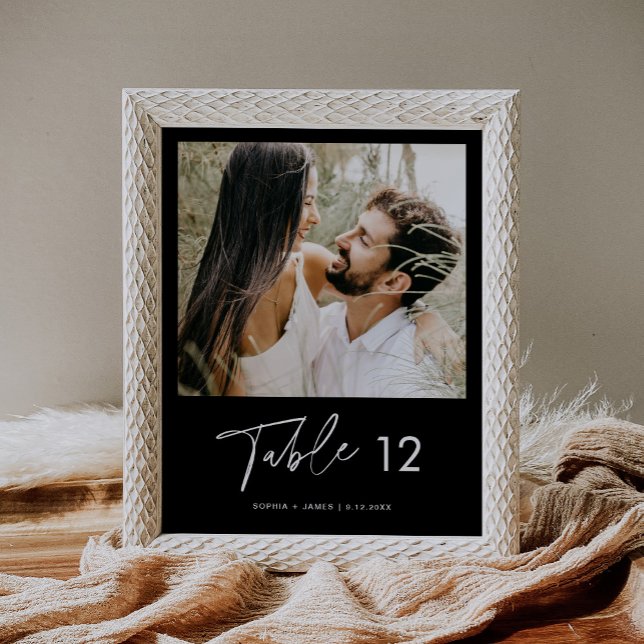 NOIR Modern Minimalist Photo Table Number 8x10 Poster (Creator Uploaded)