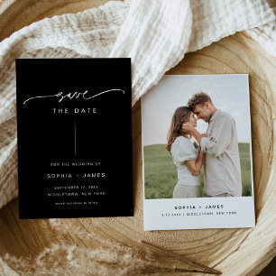 NOIR Modern Minimalist Wedding Save the Date Card