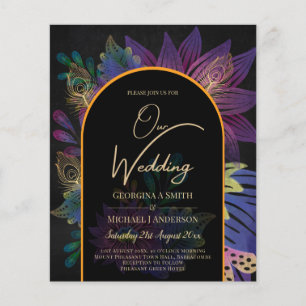 Noir Peacock Jewel Tones Floral Wedding Flyer