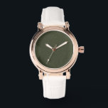 Noise Moss Green Custom Rose-Gold eWatch Watch<br><div class="desc">Swap generic swag for a timepiece that works harder than the intern who scheduled this meeting. The 38 mm eWatch lands in a satin-finish rose-gold case, mineral crystal lens, and vegan-croc white strap—but the real flex is the dial: a deep noise-textured moss green that looks like starlight on forest stone...</div>