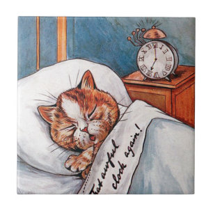 Noisy Alarm Clock, Louis Wain Ceramic Tile